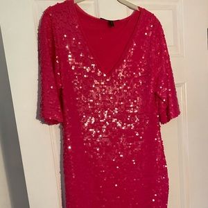 BCBG Hot Pink Sequined Mini Dress